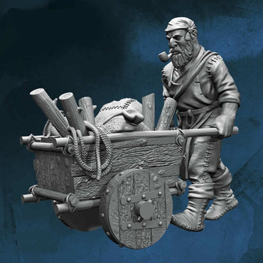 FLM28101 Craftsman With Woodcart Figure Kit 28mm Heroic Scale Miniature Unpainted (ONLINE ORDER ONLY)