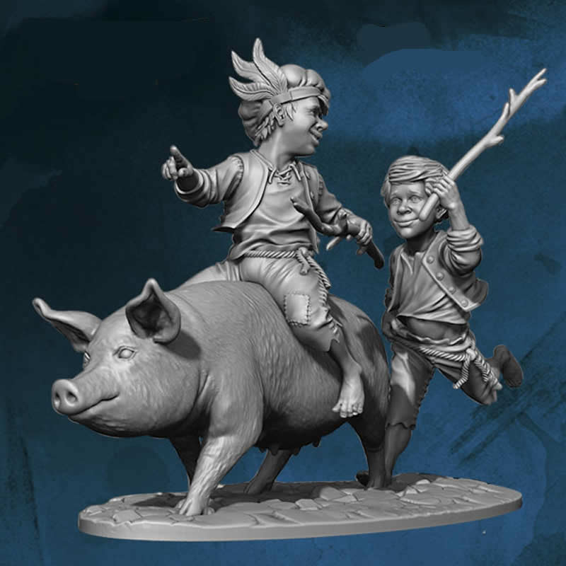 FLM28134 Town Children Figure Kit 28mm Heroic Scale Miniature Unpainted (ONLINE ORDER ONLY)