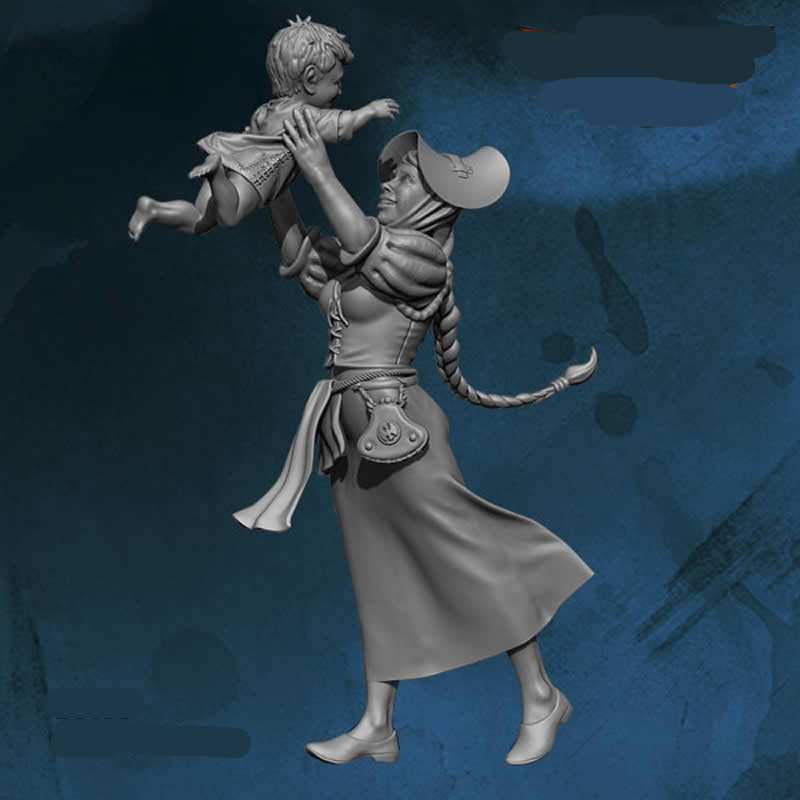 FLM28136 Mother with Baby Figure Kit 28mm Heroic Scale Miniature Unpainted (ONLINE ORDER ONLY)