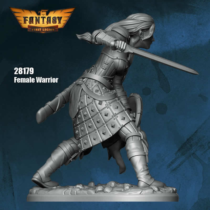 FLM28179 Female Warrior Figure Kit 28mm Heroic Scale Miniature Unpainted (ONLINE ORDER ONLY)