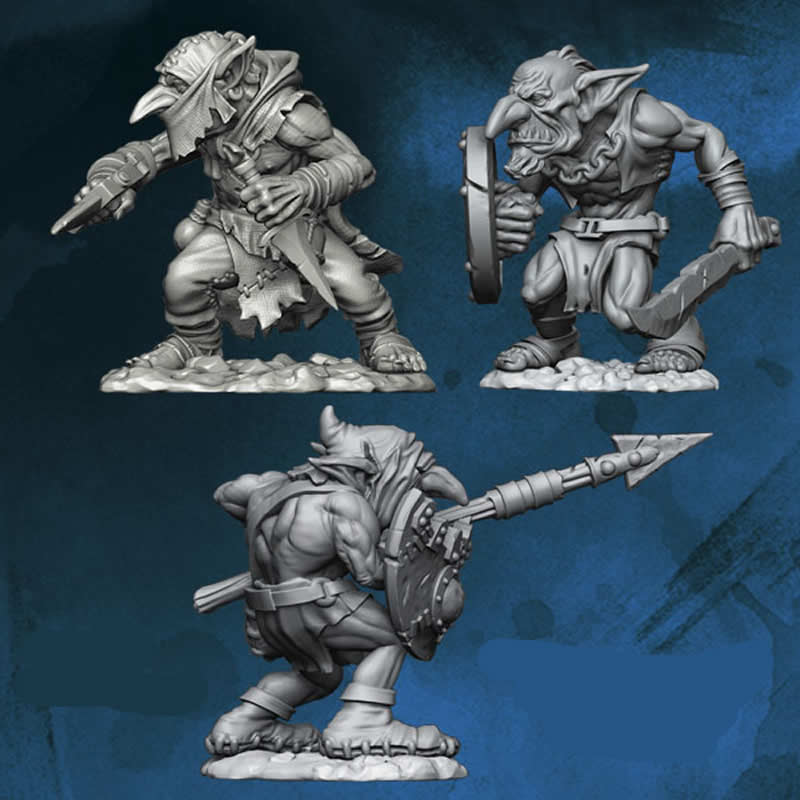 FLM28GOB02 Goblin Warriors 3 Different Goblins Figure Kit 28mm Heroic Scale Miniature Unpainted (ONLINE ORDER ONLY)