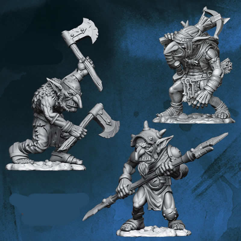 FLM28GOB03 Goblin Warriors 3 Different Goblins Figure Kit 28mm Heroic Scale Miniature Unpainted (ONLINE ORDER ONLY)