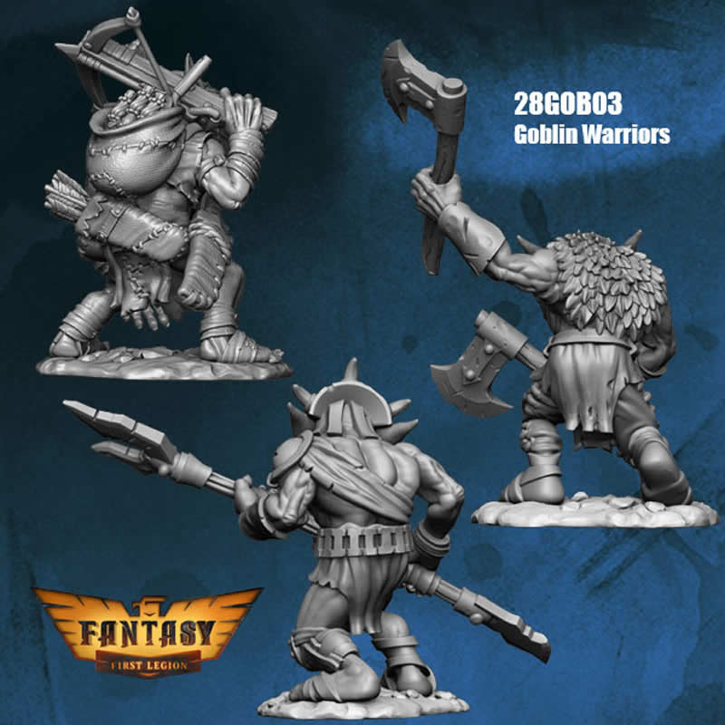 FLM28GOB03 Goblin Warriors 3 Different Goblins Figure Kit 28mm Heroic Scale Miniature Unpainted (ONLINE ORDER ONLY)