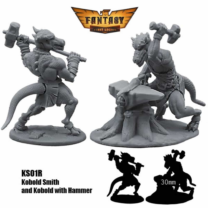 FLMKS01R Kobold Smith and Kobold with Hammer Figure Kit 28mm Heroic Scale Miniature Unpainted (ONLINE ORDER ONLY)