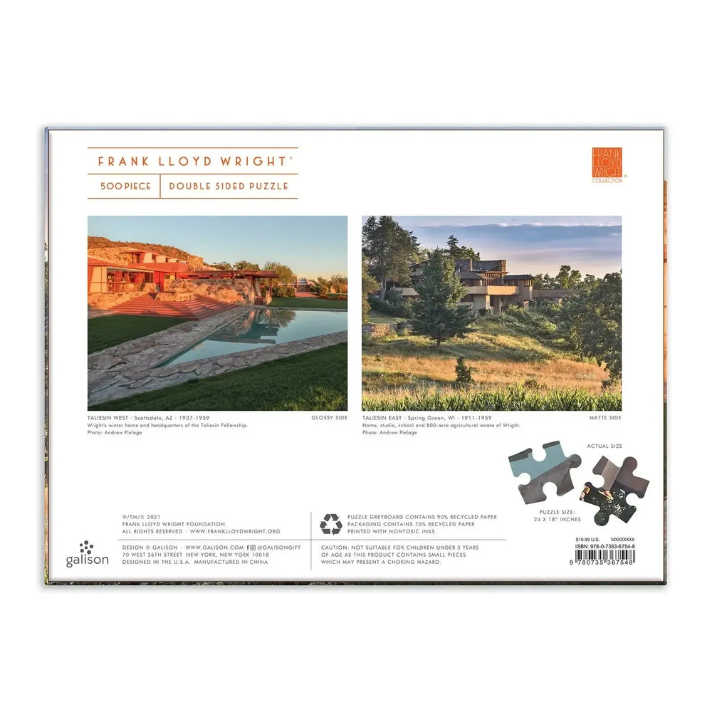 FLW Taliesin & Taliesin West Double-Sided 500 Piece Jigsaw Puzzle Galison (ONLINE ORDER ONLY)