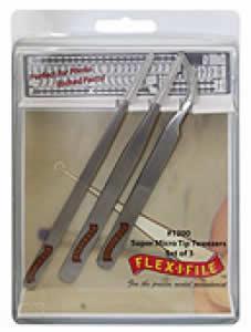 FLX1200 Stainless Steel Tweezer Set, Two Straight One Curved Flex-I-File (ONLINE ORDER ONLY)