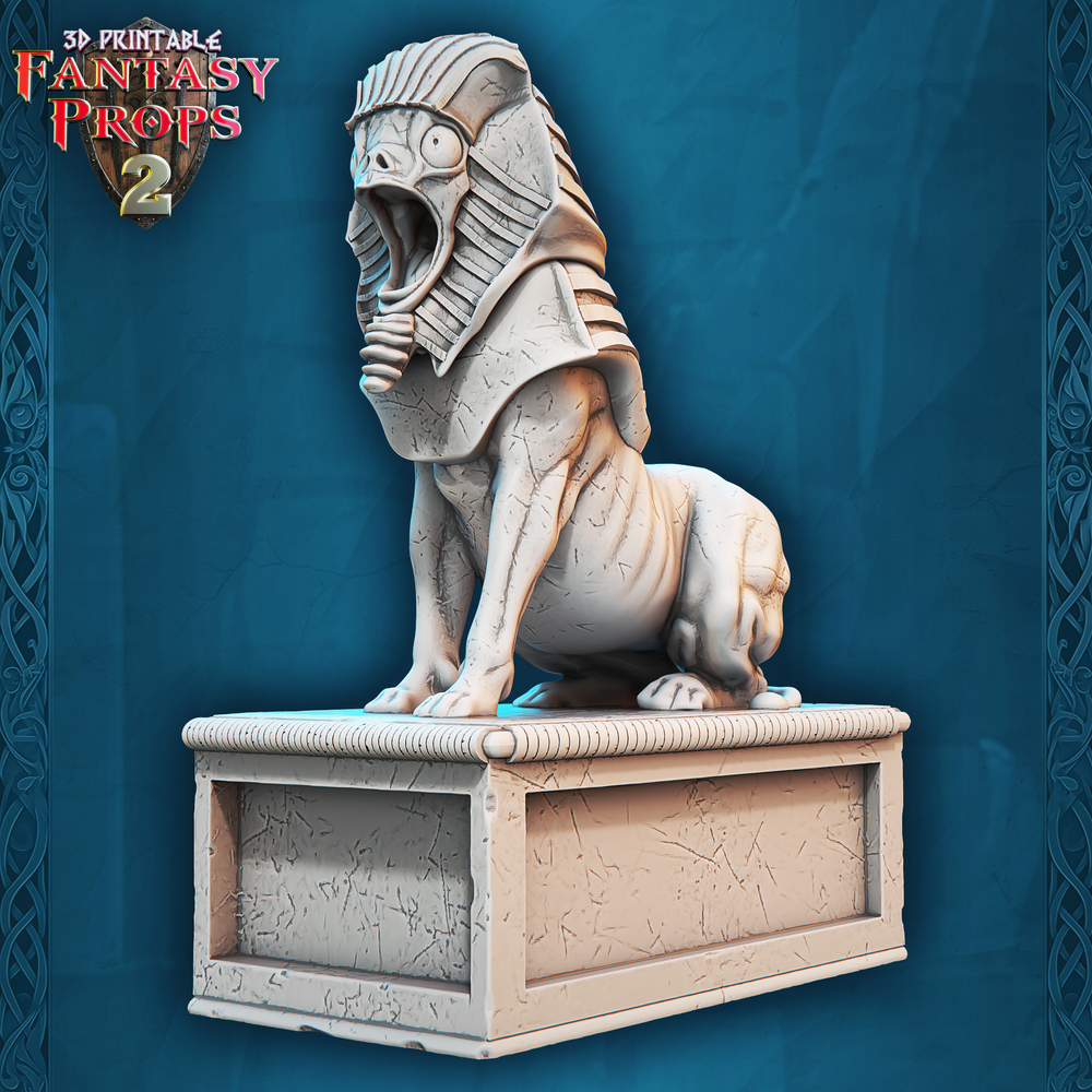 3D Printed STL Miniatures Fantasy Props 2 Museum Statue Set 28 - 32mm War Gaming D&D (Online Only)