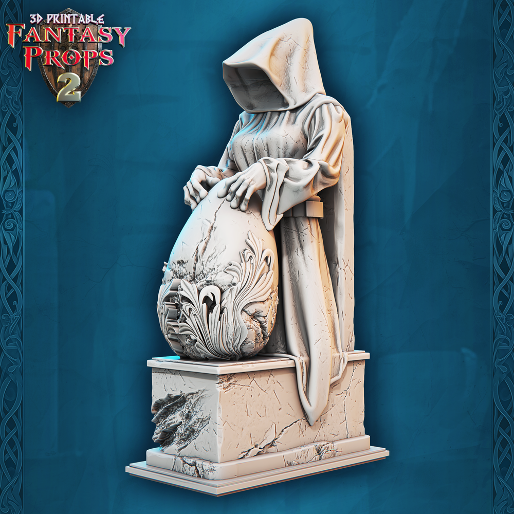 3D Printed STL Miniatures Fantasy Props 2 Museum Statue Set 28 - 32mm War Gaming D&D (Online Only)
