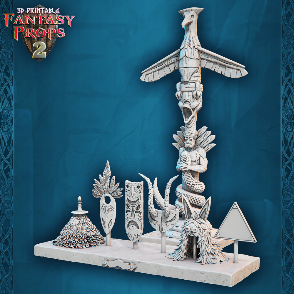3D Printed STL Miniatures Fantasy Props 2 Museum Set 28 - 32mm War Gaming D&D (Online Only)