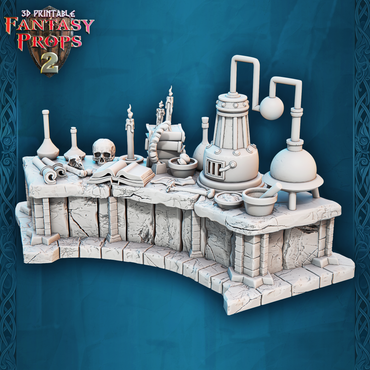 3D Printed STL Miniatures Fantasy Props 2 Alchemist Desk 28 - 32mm War Gaming D&D (Online Only)