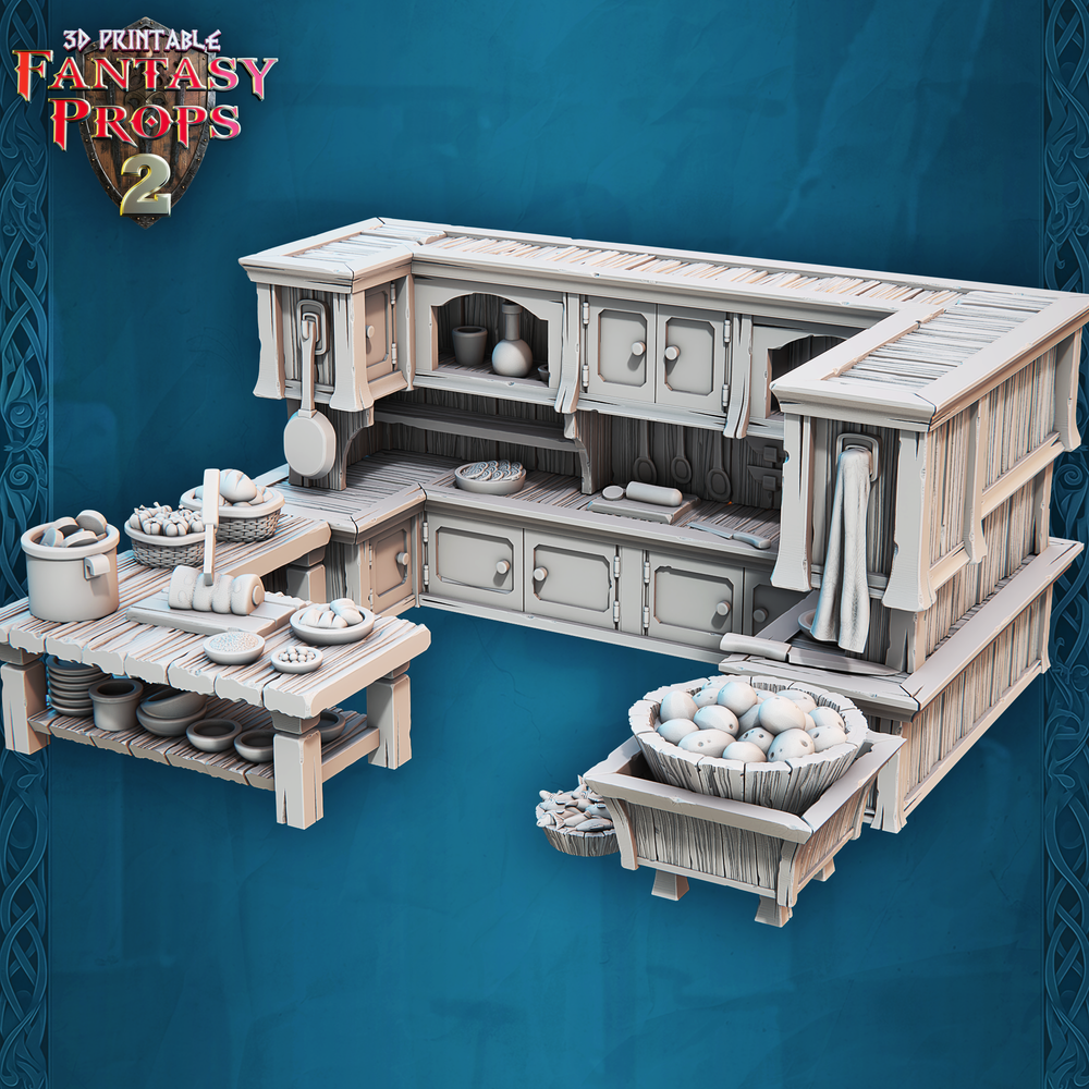 3D Printed STL Miniatures Fantasy Props 2 Tavern 28 - 32mm War Gaming D&D (Online Only)