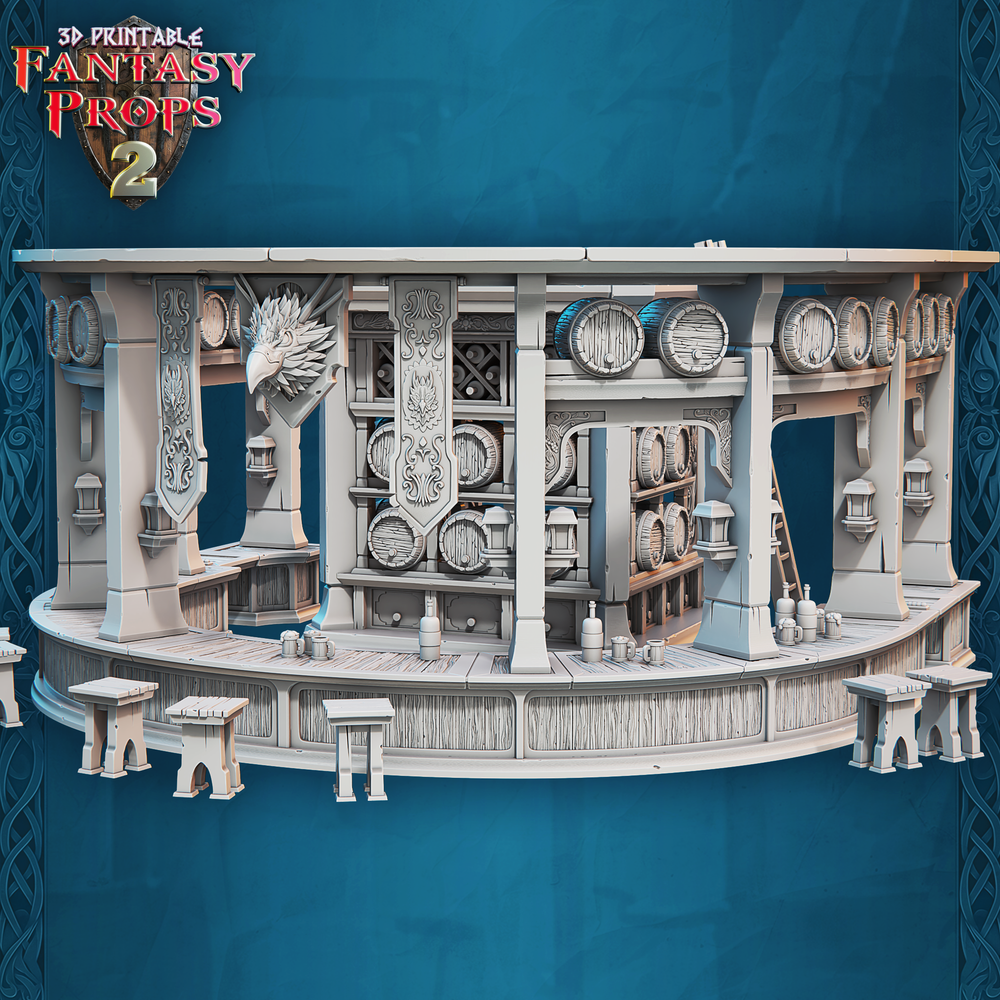 3D Printed STL Miniatures Fantasy Props 2 Tavern 28 - 32mm War Gaming D&D (Online Only)