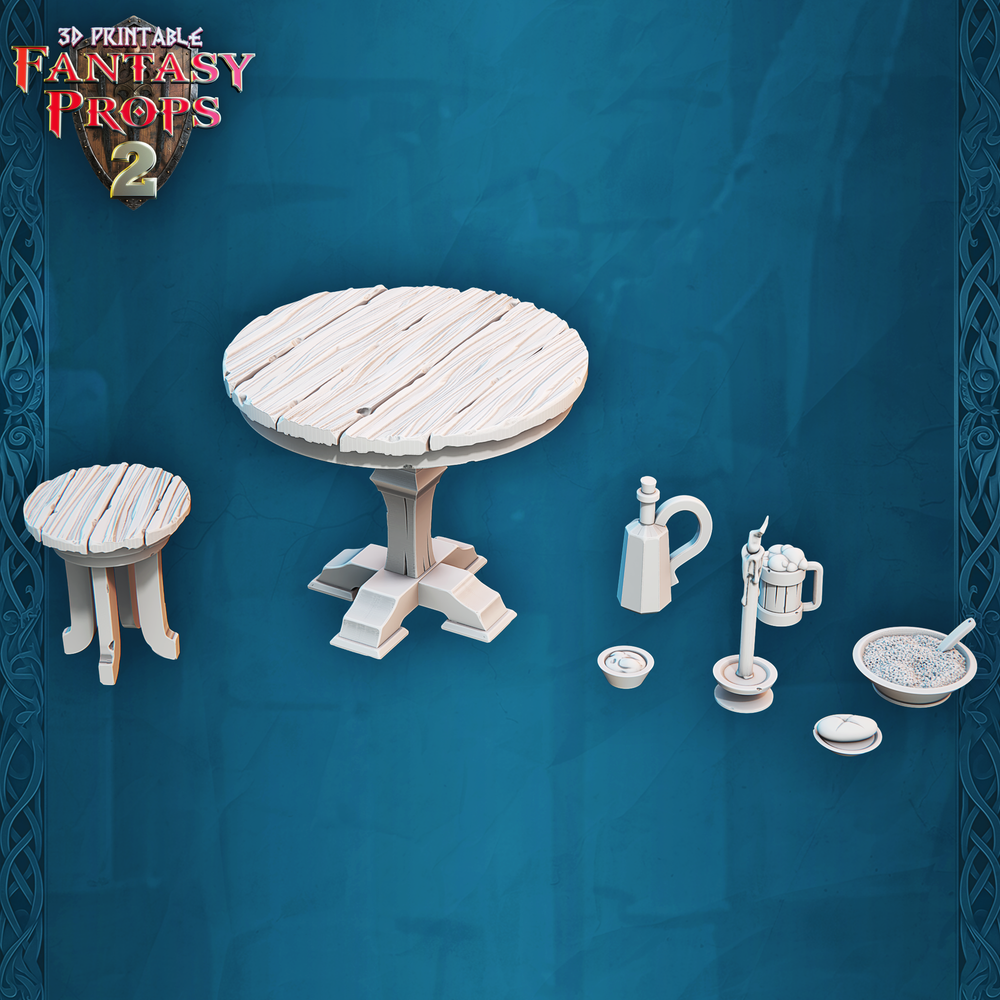 3D Printed STL Miniatures Fantasy Props 2 Tavern 28 - 32mm War Gaming D&D (Online Only)