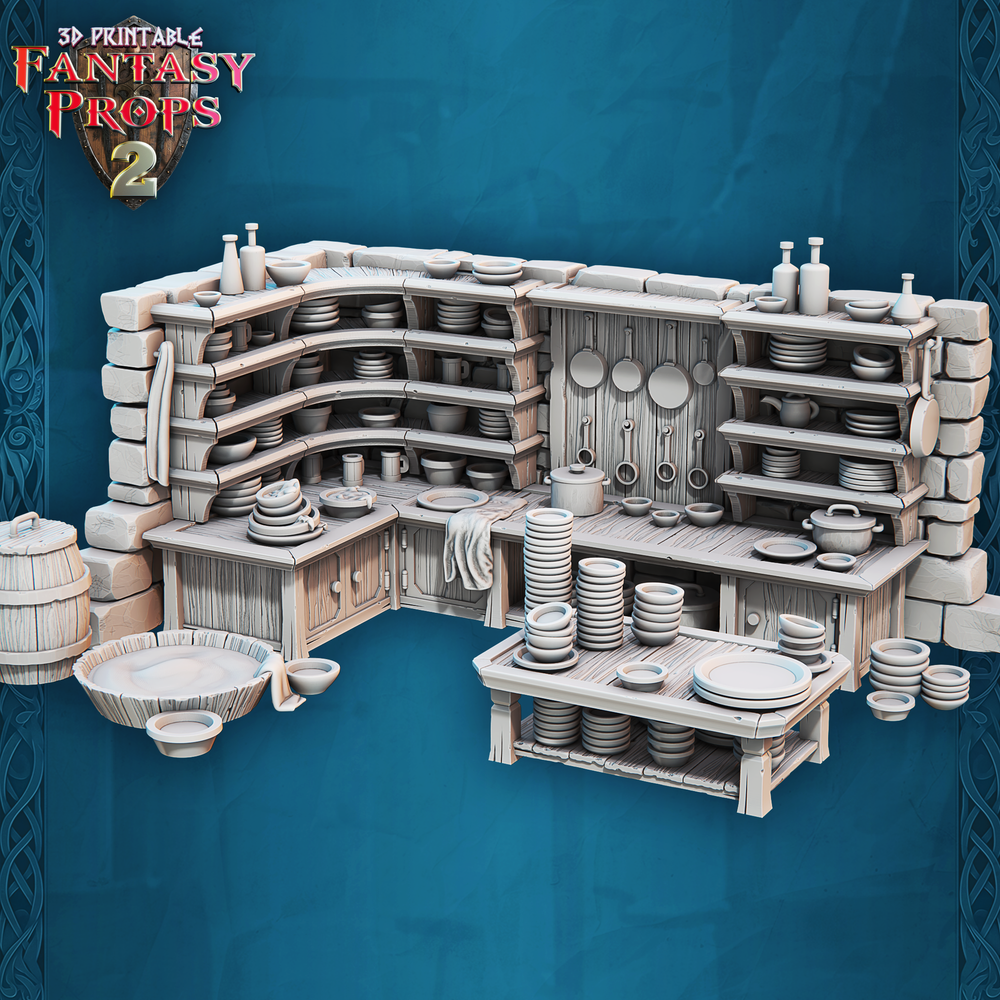 3D Printed STL Miniatures Fantasy Props 2 Tavern 28 - 32mm War Gaming D&D (Online Only)