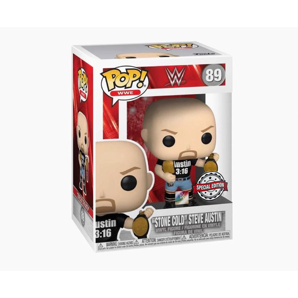 Funko POP! WWE - "Stone Cold" Steve Austin with Two Belts (Metallic) Vinyl Figure #89 Special Edition Exclusive (ONLINE ORDER ONLY)