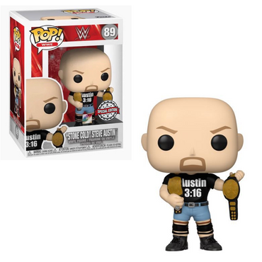 Funko POP! WWE - "Stone Cold" Steve Austin with Two Belts (Metallic) Vinyl Figure #89 Special Edition Exclusive (ONLINE ORDER ONLY)