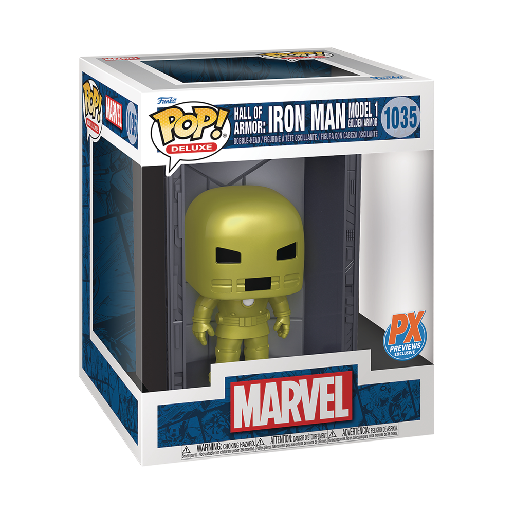 Funko POP! Deluxe: Marvel Hall of Armor - Iron Man (Model 1: Golden Armor) Vinyl Figure #1035 Previews Exclusive (PX) (ONLINE ORDER ONLY)
