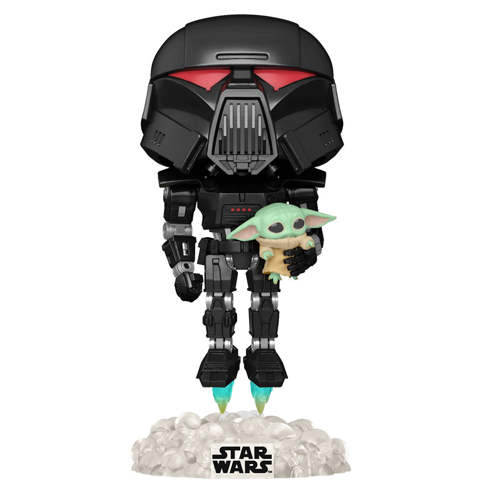 Funko POP! The Mandalorian - Dark Trooper with Grogu (Glow in the Dark) Vinyl Figure Entertainment Earth Exclusive (ONLINE ORDER ONLY)