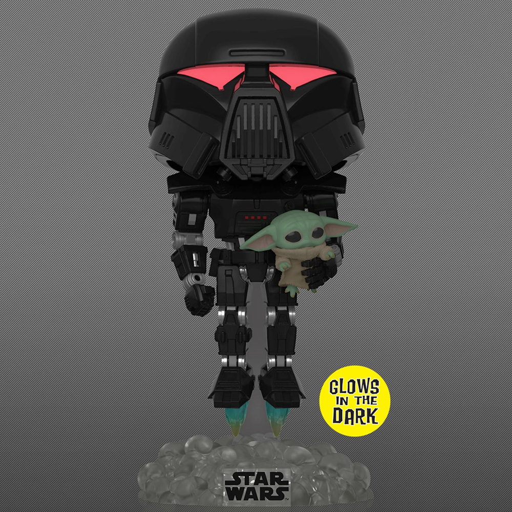 Funko POP! The Mandalorian - Dark Trooper with Grogu (Glow in the Dark) Vinyl Figure Entertainment Earth Exclusive (ONLINE ORDER ONLY)