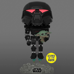 Funko POP! The Mandalorian - Dark Trooper with Grogu (Glow in the Dark) Vinyl Figure Entertainment Earth Exclusive (ONLINE ORDER ONLY)