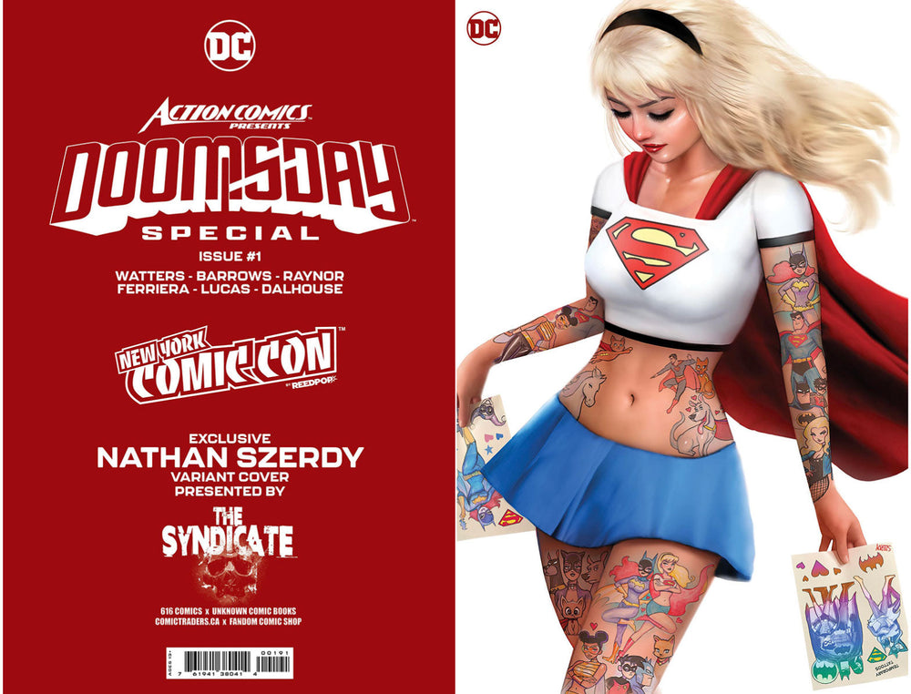 [Signed by Nathan Szerdy] [FOIL] ACTION COMICS PRESENTS DOOMSDAY SPECIAL #1 (ONE SHOT) NATHAN SZERDY (616) EXCLUSIVE TATTOO FOIL NYCC VIRGIN VAR [IN STOCK] (ONLINE ORDER ONLY)