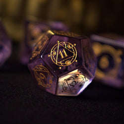 Pre-Order || Fabled Mark Purple Glass Dice Set