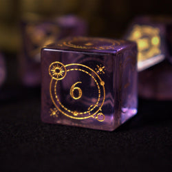 Pre-Order || Fabled Mark Purple Glass Dice Set
