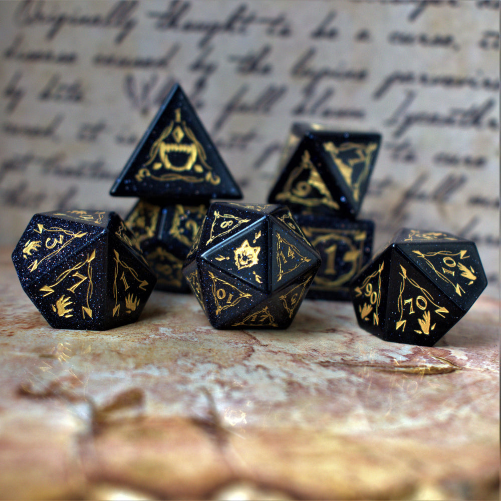 Pre-Order || Fangs of Winter Blue Sandstone Stone Dice Set