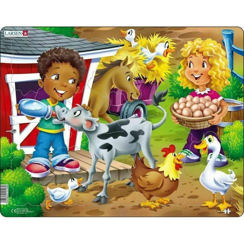 Farm Kids with Calf 18 Piece Tray Jigsaw Puzzle Larsen