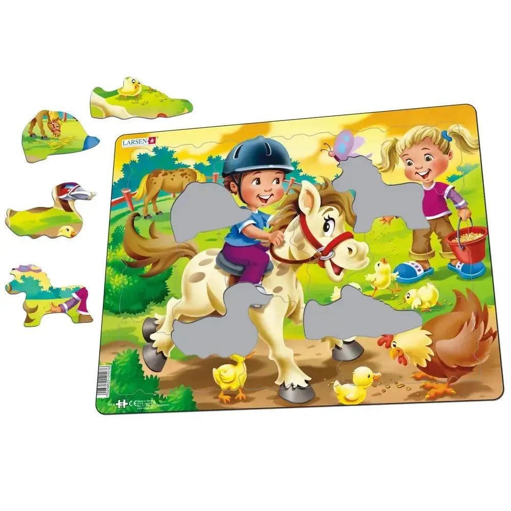 Farm Kids with Pony 16 Piece Tray Jigsaw Puzzle Larsen