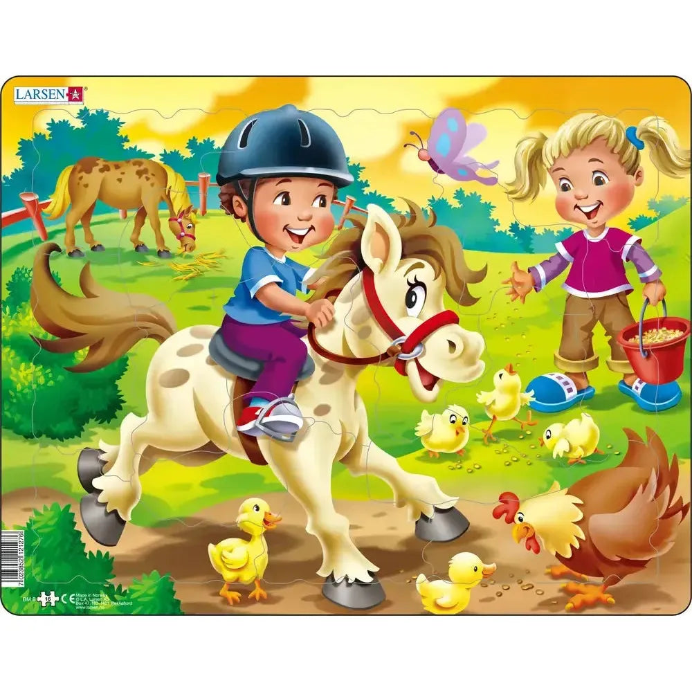 Farm Kids with Pony 16 Piece Tray Jigsaw Puzzle Larsen