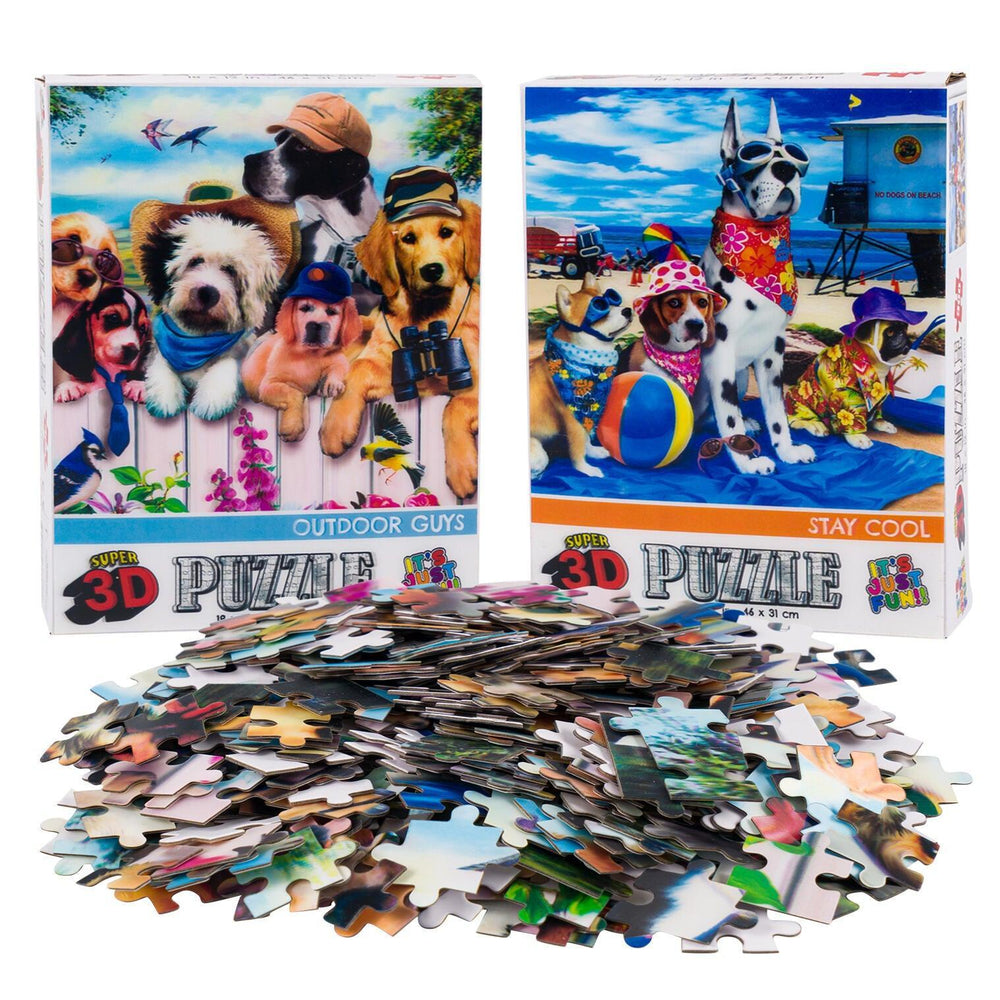 Fence Dogs & Beach Dogs Set of 2 300 Piece Lenticular Jigsaw Puzzles Prime 3D (ONLINE ORDER ONLY)