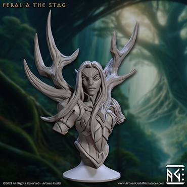 3D Printed Artisan Guild Feralia the Stag Bust 28mm 32mm (Online Only)