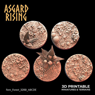 3D Printed Asgard Rising Fern Forest - 5x 25 28 32 35mm Round Base 28 32 mm Wargaming DnD (Online Only)