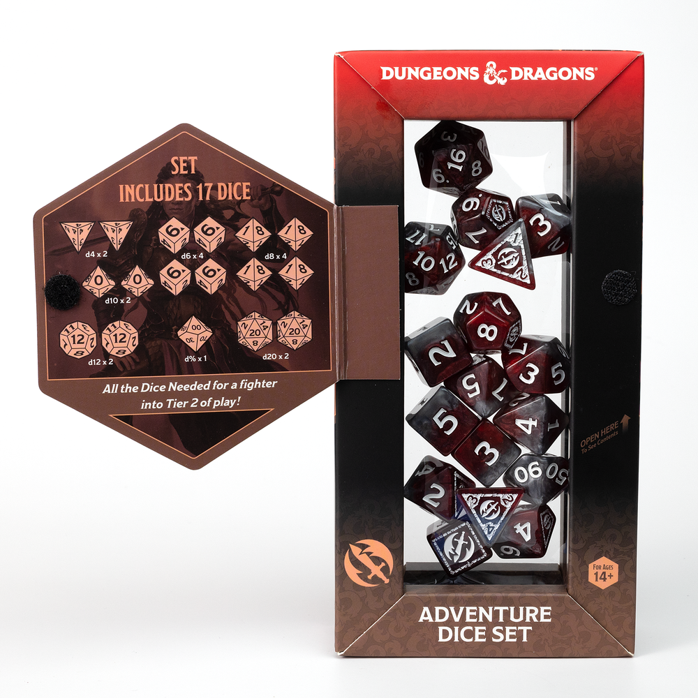 D&D Adventure Dice Set - Fighter Edition | Red 17pc Collection (ONLINE ORDER ONLY)