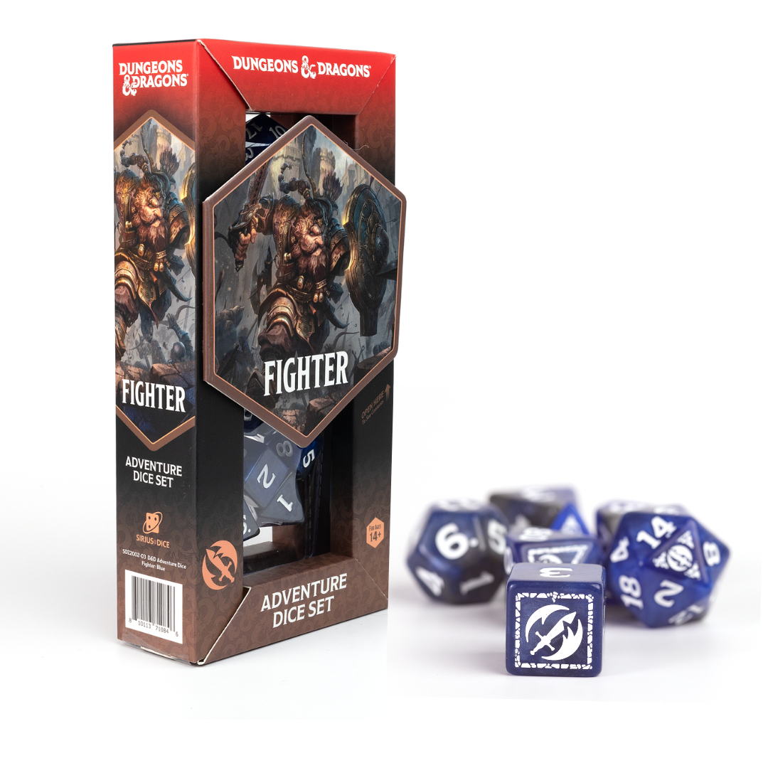D&D Adventure Dice Set - Fighter Edition | Blue 17pc Collection (ONLINE ORDER ONLY)