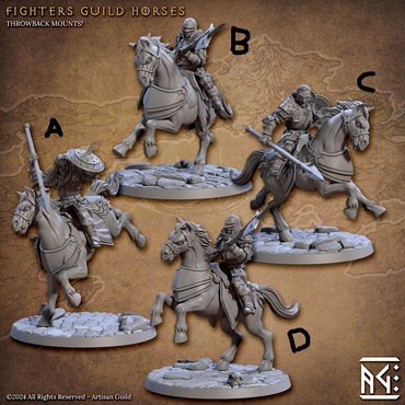 3D Printed Artisan Guild Fighters Guild Horses Vanguard Fighters Set 28mm 32mm (Online Only)