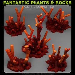 3D Printed Fantastic Plants and Rocks Fire Crystals 28mm - 32mm D&D Wargaming (Online Only)