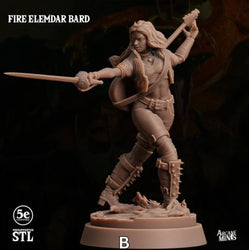 3D Printed Sordane Publishing Fire Elemdar Bard 28 32mm D&D (Online Only)