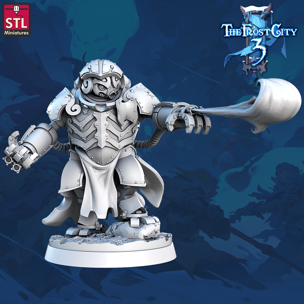 3D Printed STL Miniatures Fire Flinger Construct Core Characters The Frost City 3 28 - 32mm War Gaming D&D (Online Only)