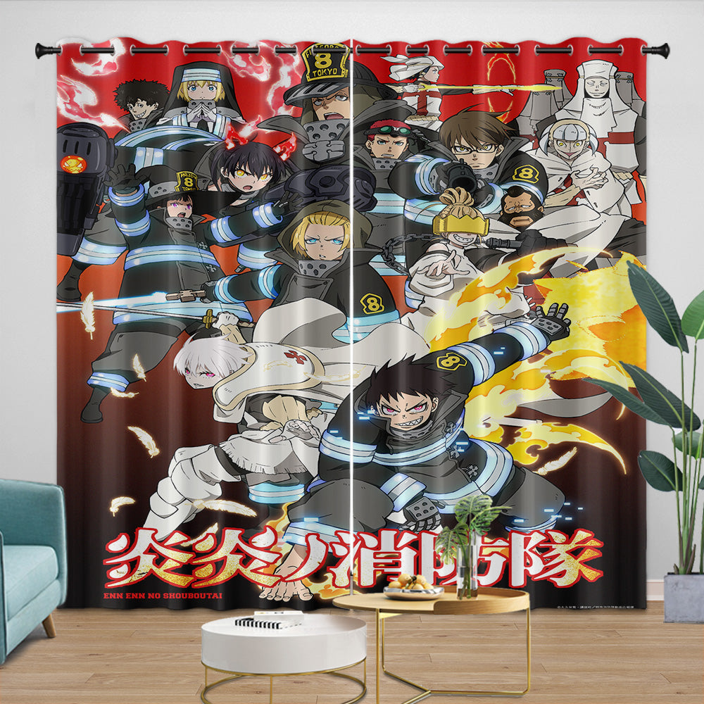 Fire Force Curtains Blackout Window Drapes Room Decoration (Online Order Only)