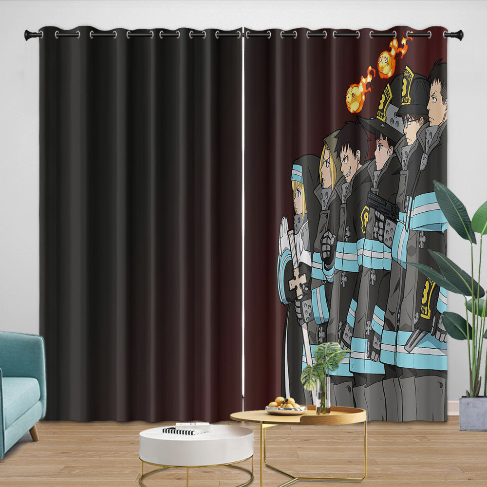 Fire Force Curtains Blackout Window Drapes Room Decoration (Online Order Only)