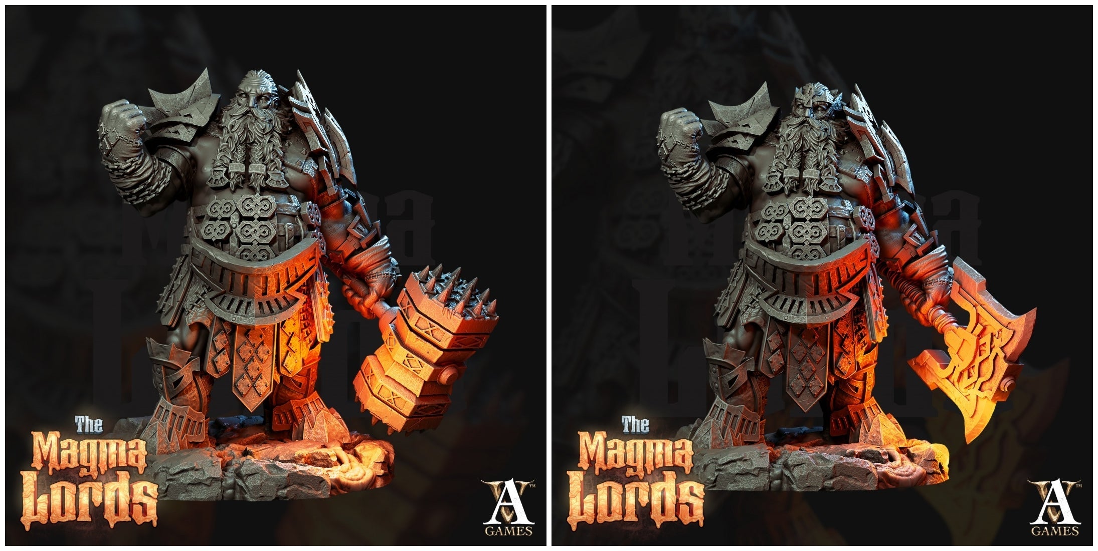 3D Printed Archvillain Games Magma Lords - Fire Giant Skullcrushers 28mm 32mm D&D (Online Only)