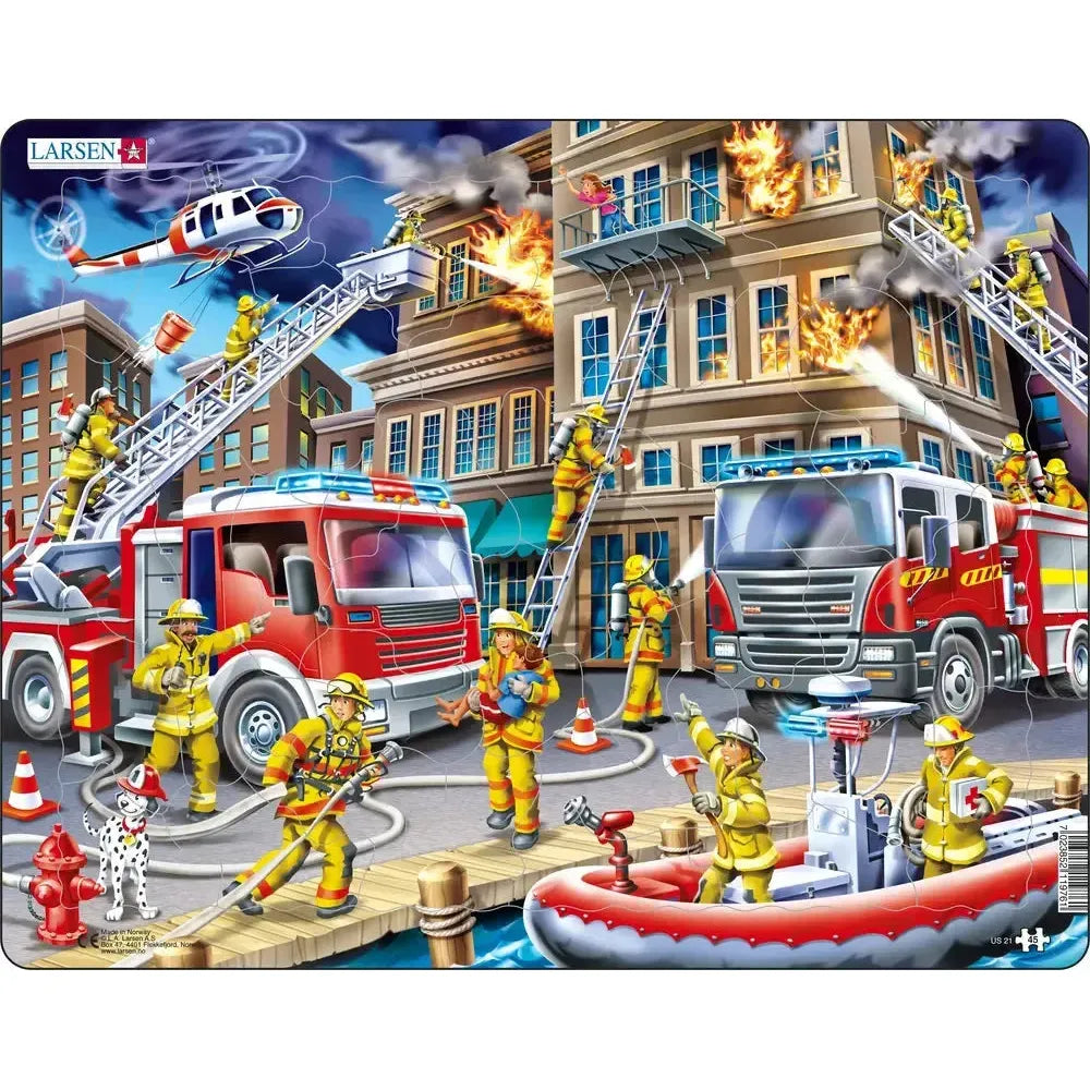 Firefighters in Action 45 Piece Tray Jigsaw Puzzle Larsen