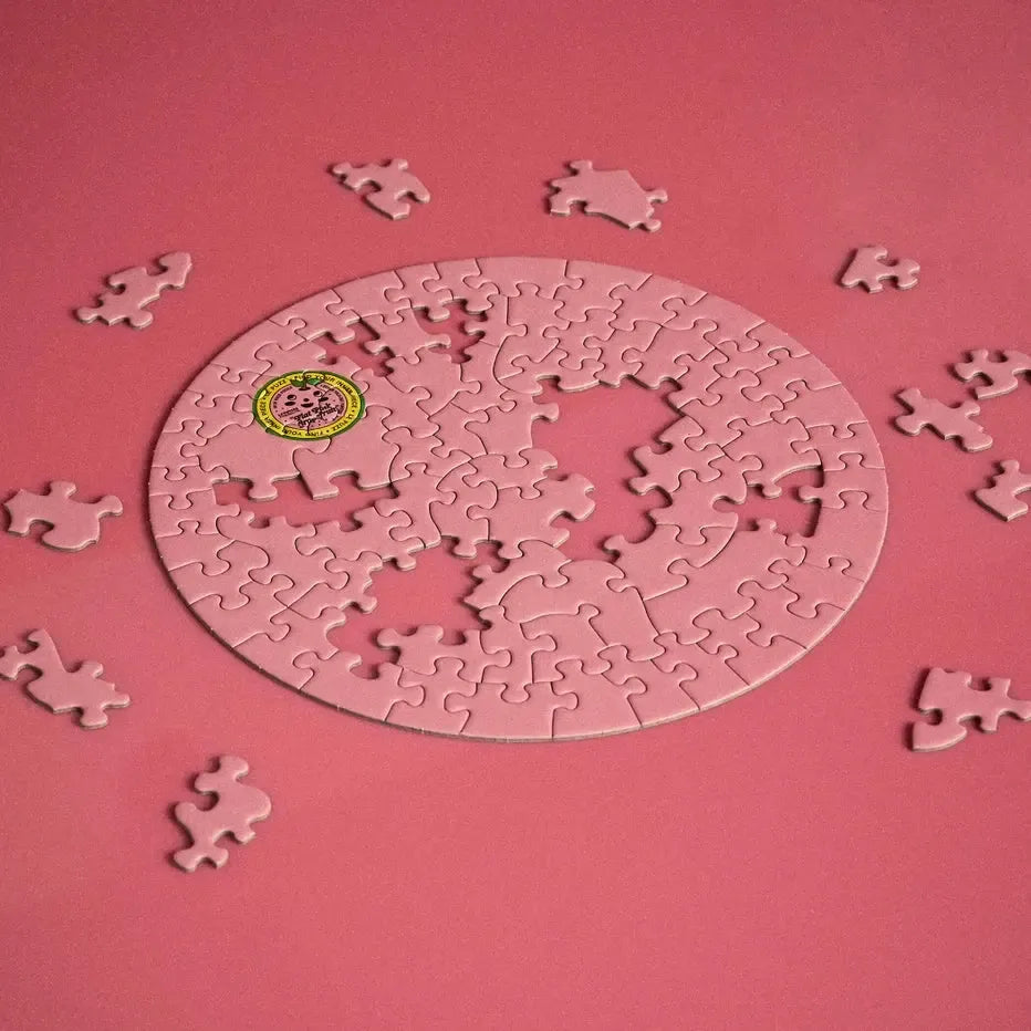 Flat Pink Grapefruit 81 Piece Round Jigsaw Puzzle Le Puzz
