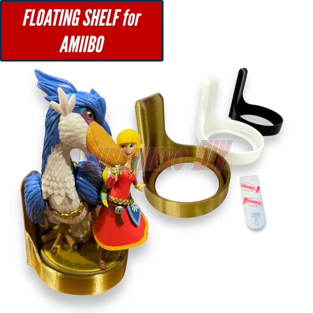 Floating Shelves for Amiibo Accessories | Comes with command strips! No Screws No Drilling | Display Shelf for Nintendo Amiibo (ONLINE ORDER ONLY)