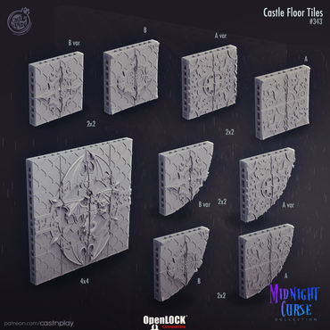 3D Printed Cast n Play Castle Floor Tiles Midnight Curse 28mm 32mm D&D (Online Only)