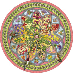 Floral Compass by Erin E. Hunter 500 Piece Round Jigsaw Puzzle Pomegranate