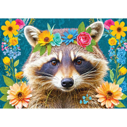 Floral Raccoon 1000 Piece Jigsaw Puzzle Enjoy