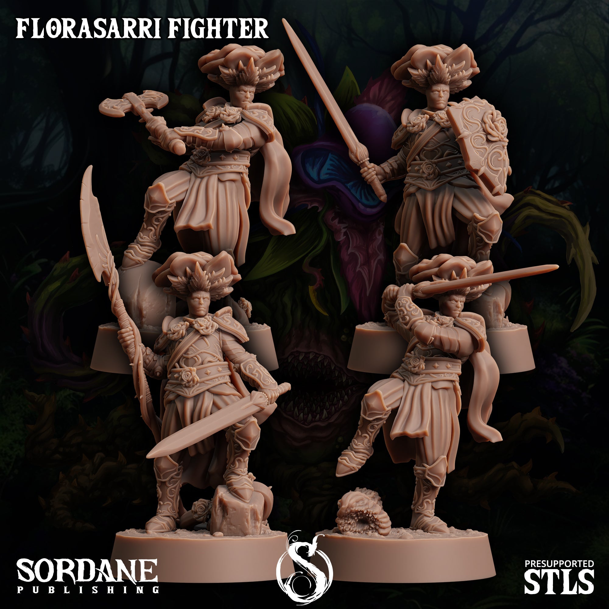 3D Printed Sordane Publishing Florasarri Paladin Cupid's Embrace Set 28 32mm D&D (Online Only)